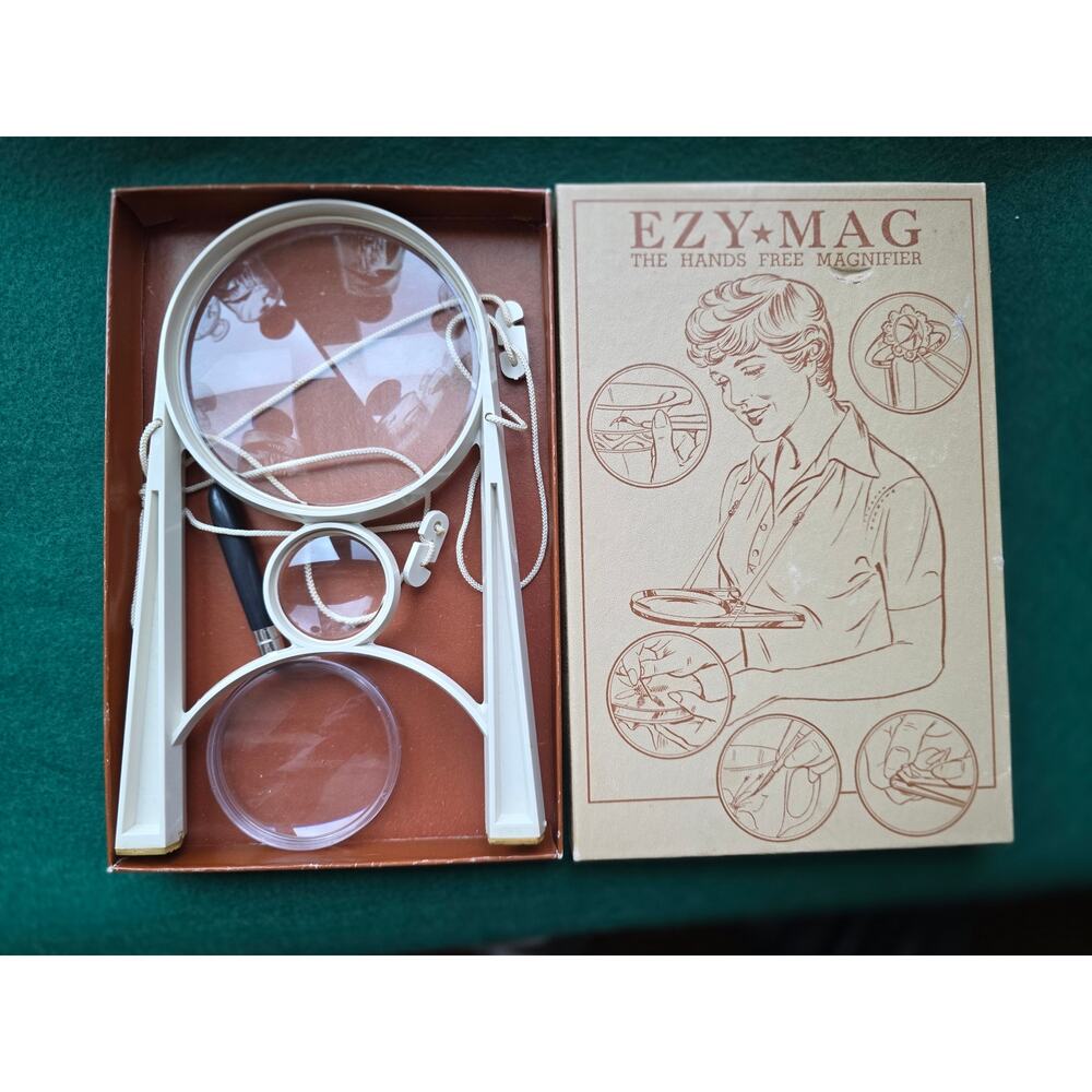 Vintage EZY-MAG "The Hands Free Magnifier" in Original Box
